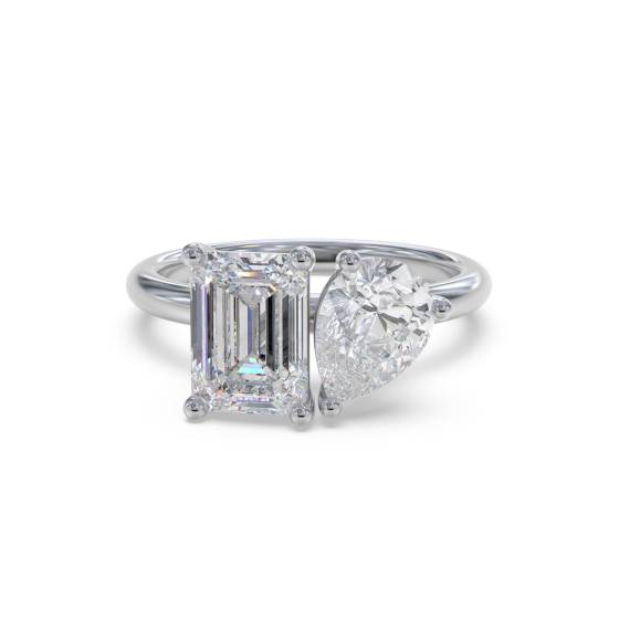 Smaragd- und Birnen-Toi-Et-Moi-Designerring
