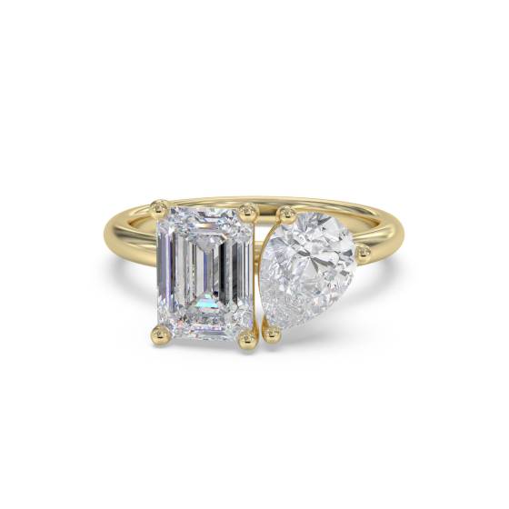 Smaragd- und Birnen-Toi-Et-Moi-Designerring