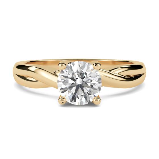 Verlobungsring mit rundem Diamanten und Infinity Twist